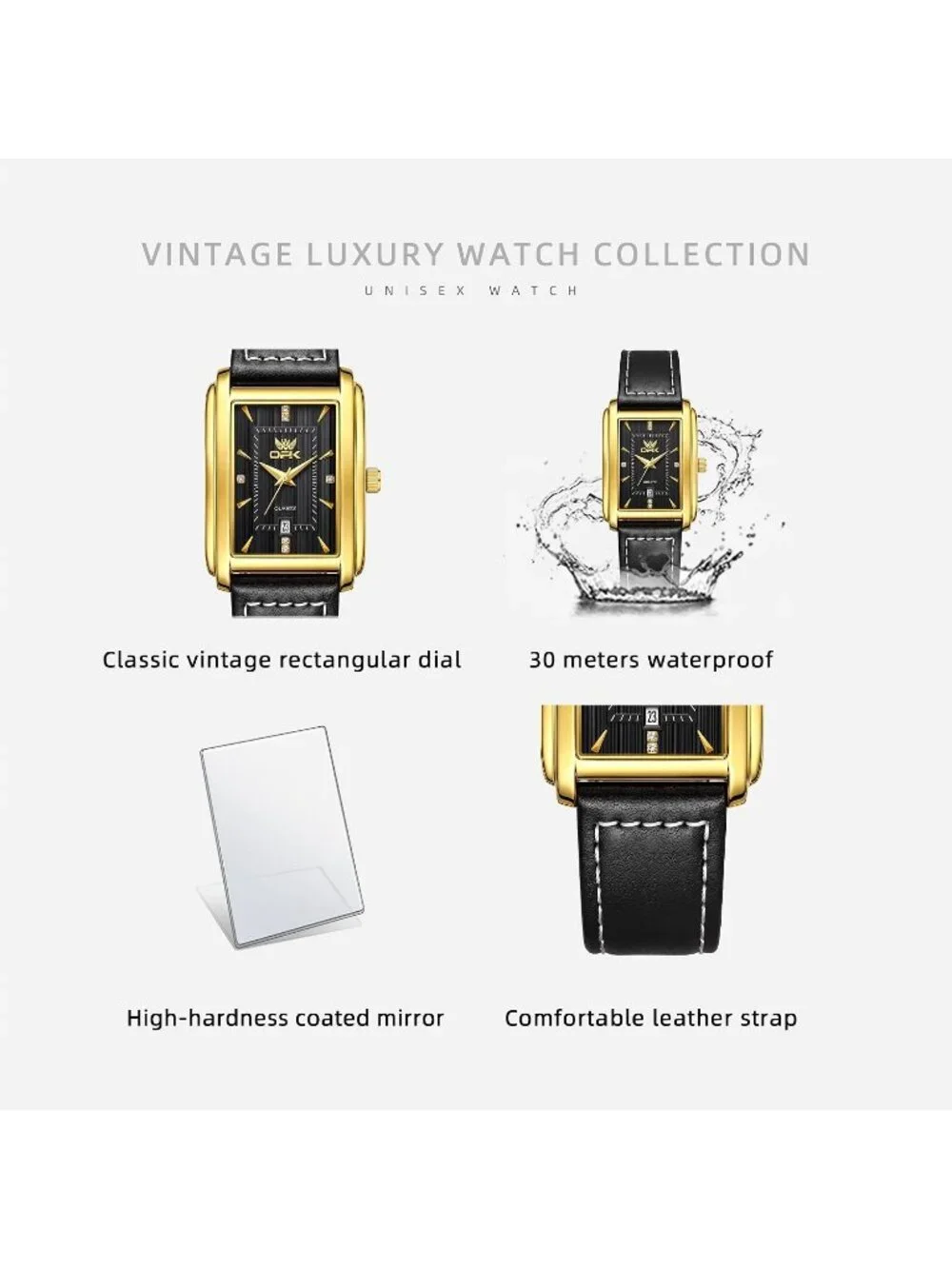 Men's Black Gold Elegant Chronograph Waterproof Luminous Easy To Read Wristwatch